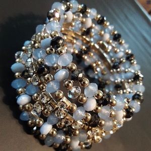 Crystal Rhinestone Spiral Beaded Bracelet